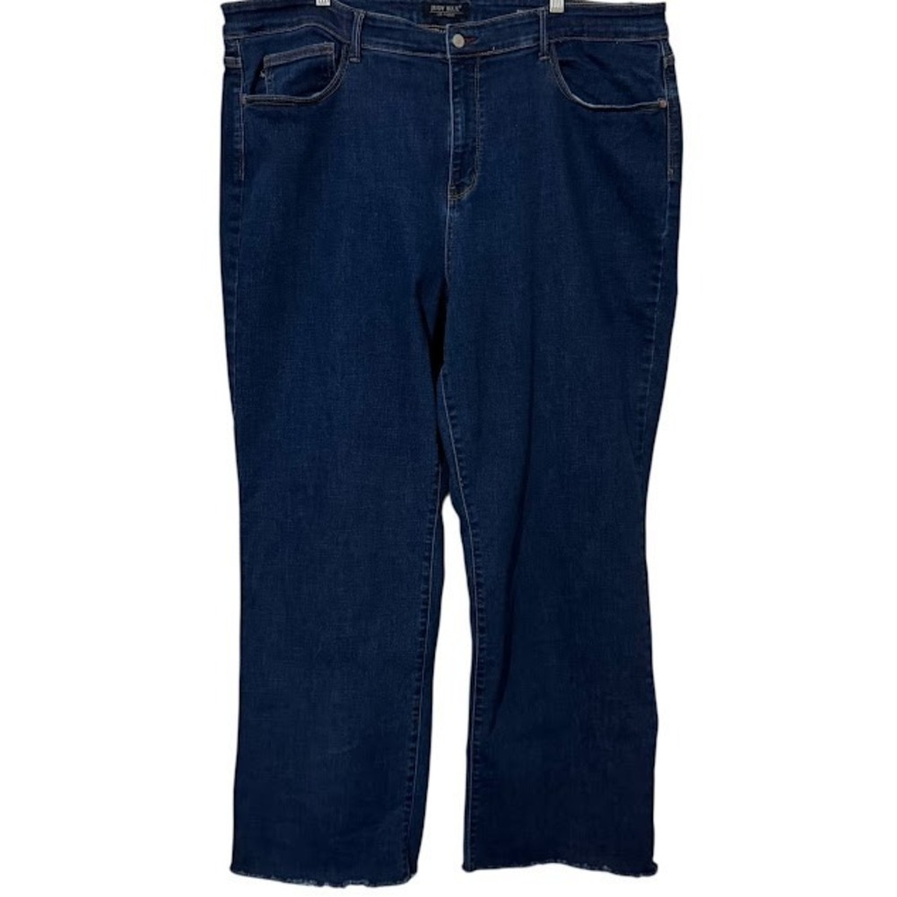 Judy Blue Straight Fit Raw Hem Dark Wash Stretch Jeans Womens Plus 24W